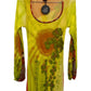 Save The Queen Exotic Print Yellow Mesh Maxi Dress