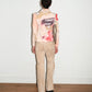 Christian Dior by John Galliano Runway Punk Bandage Gold Logo Plate Beige Suede Flare Trouser