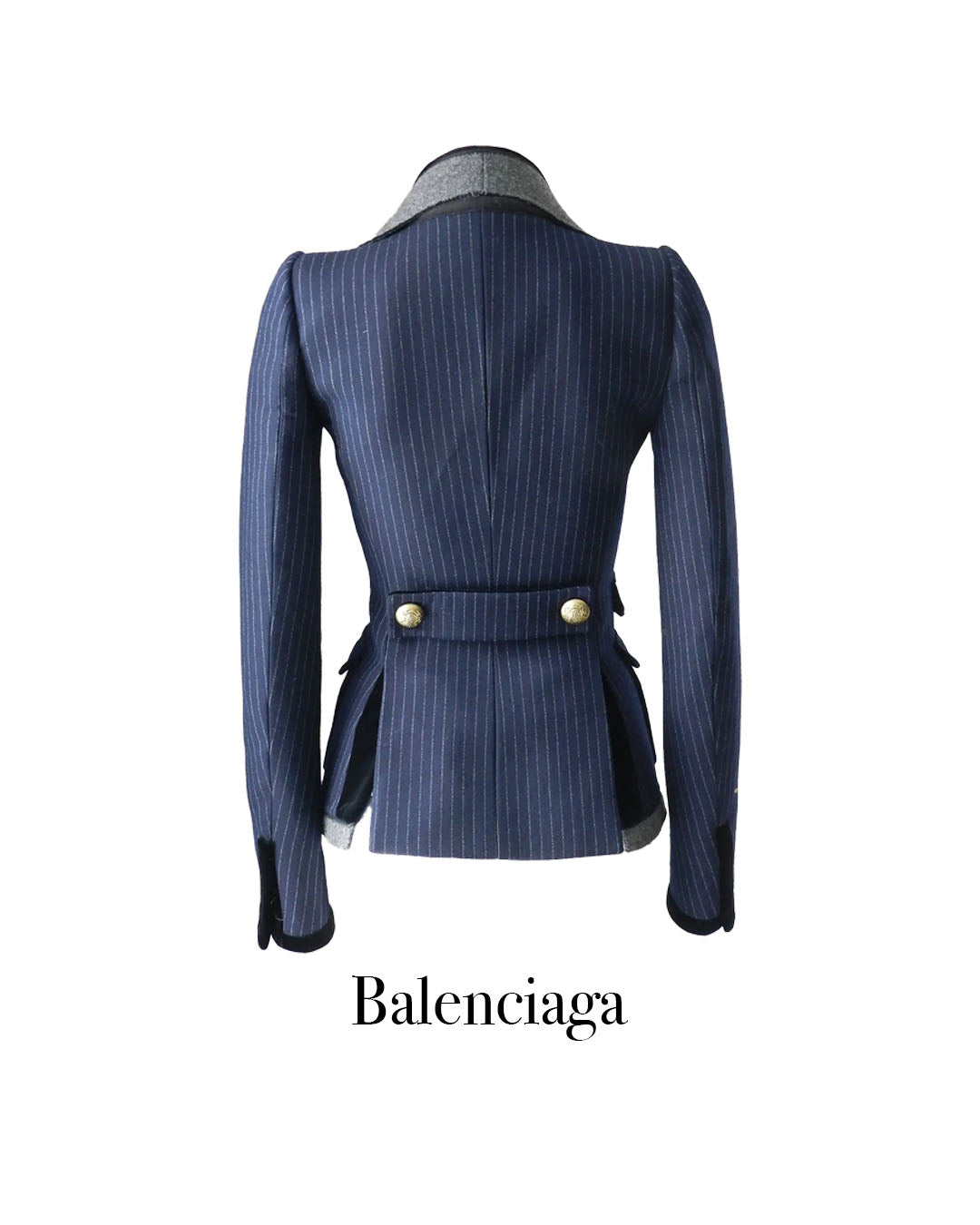 Balenciaga AW2007/8 Runway Navy Wool Tailored Women's Blazer Jacket