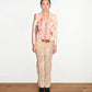 Christian Dior by John Galliano Runway Punk Bandage Gold Logo Plate Beige Suede Flare Trouser