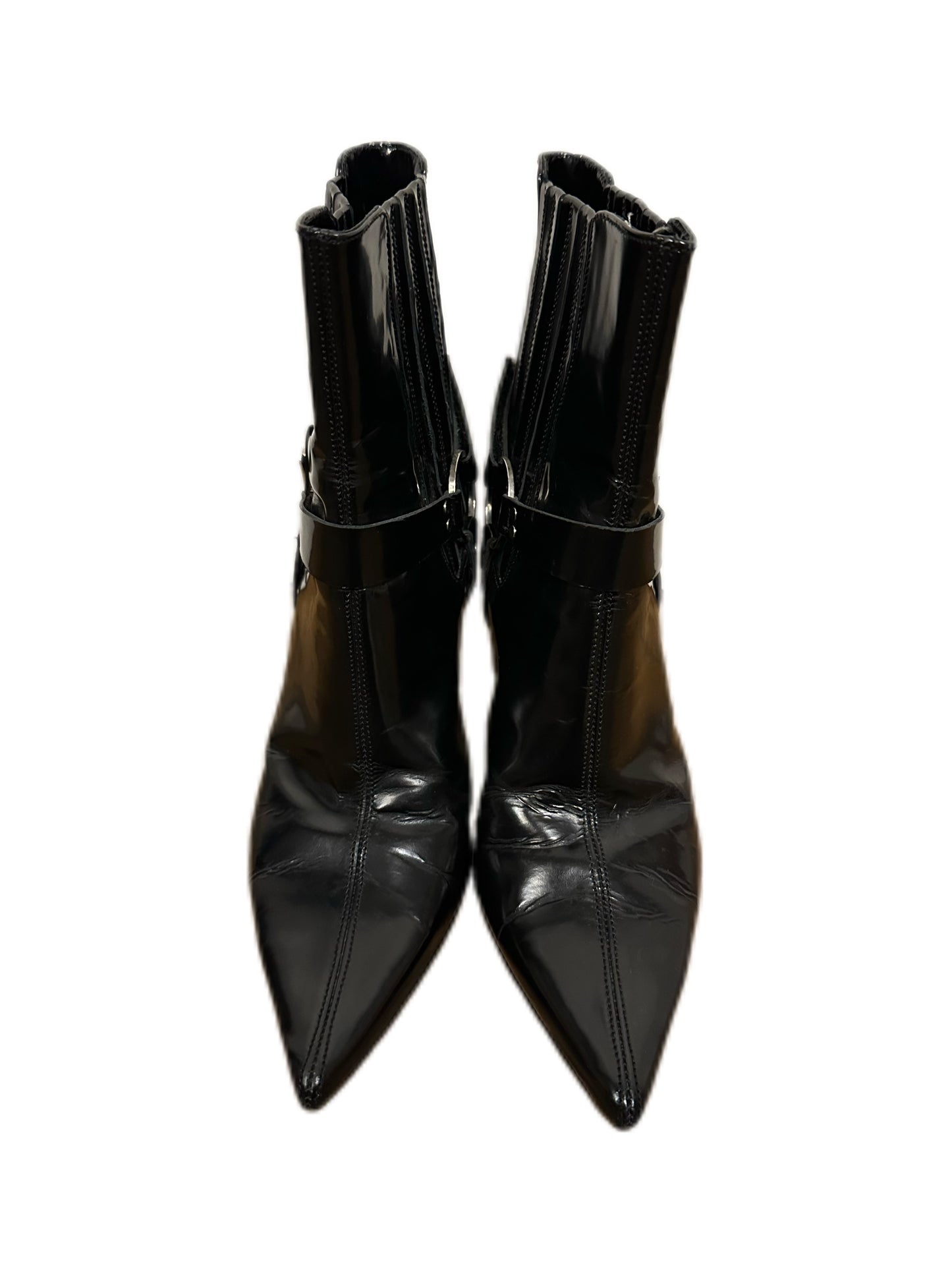 Christian Dior by John Galliano Y2K Runway Punk Black Leather Heel Boots