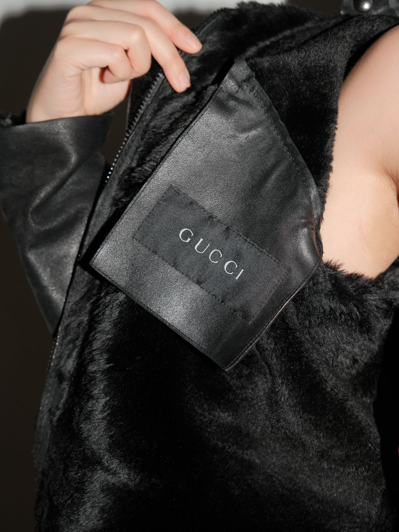 Gucci By Tom ford Y2K Black Lambskin Leather and Fur Jacket