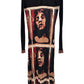 Jean Paul Gaultier Human Face Portrait Print 90s Runway Black and Burgundy Maxi Dress