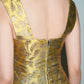 Prada Gold Pettern Luxury Textile Elegant A-Line Dress