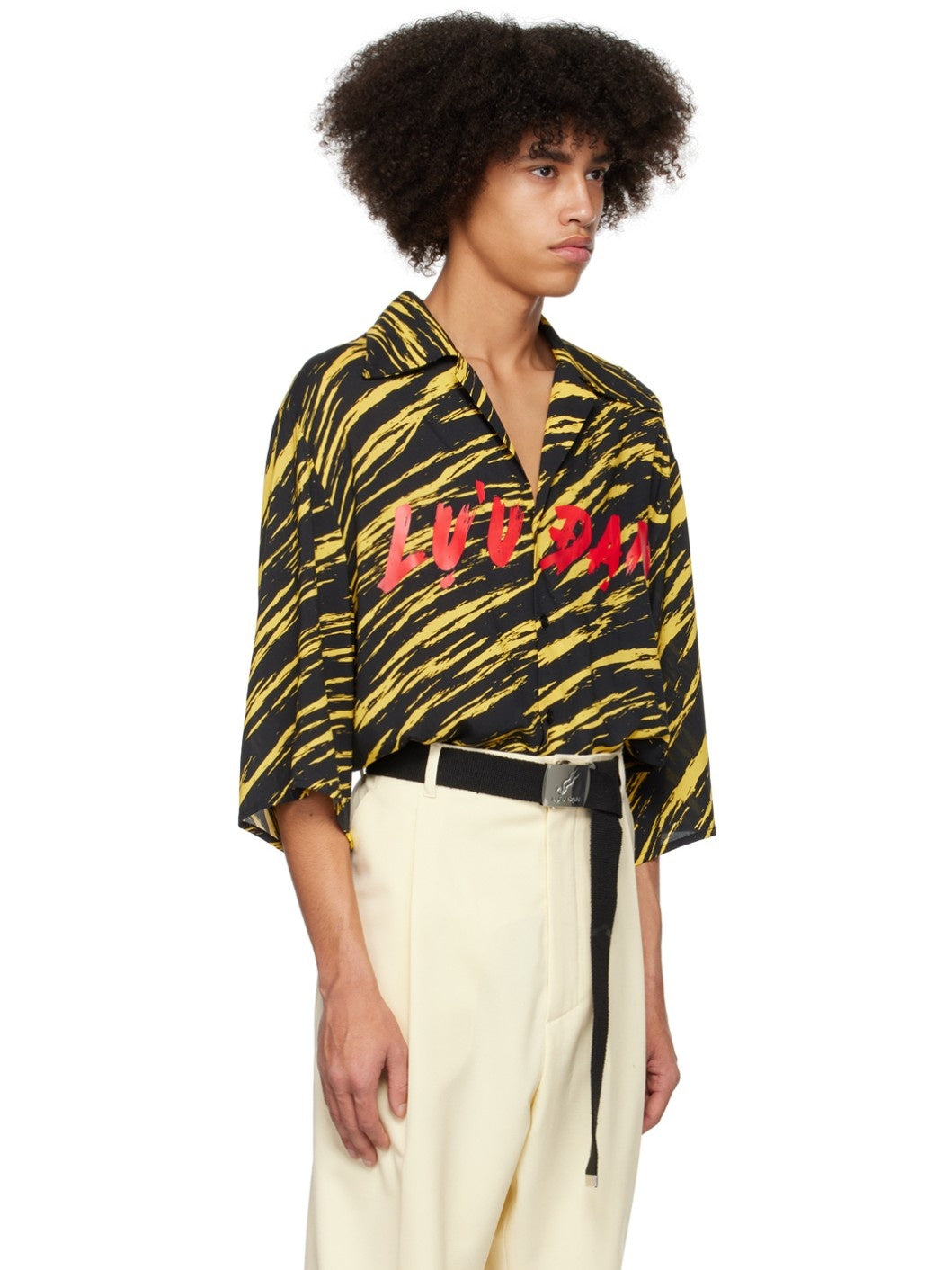 LU'U DAN  Black & Yellow Psychedelic Tiger Shirt