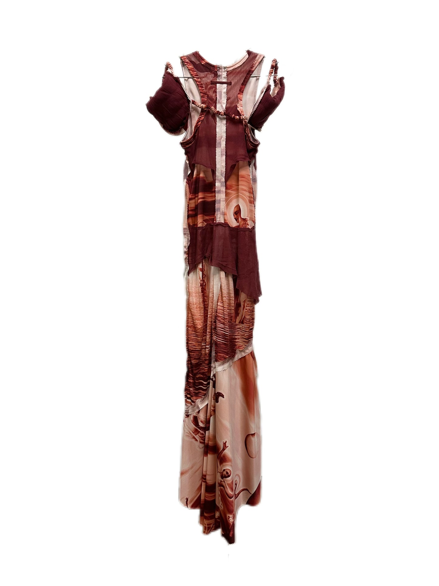 Jean Paul Gaultier Y2K Rare Goddess Print Maxi dress with Padded Shoulder Piece Set