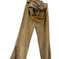 Christian Dior by John Galliano Runway Punk Bandage Gold Logo Plate Beige Suede Flare Trouser