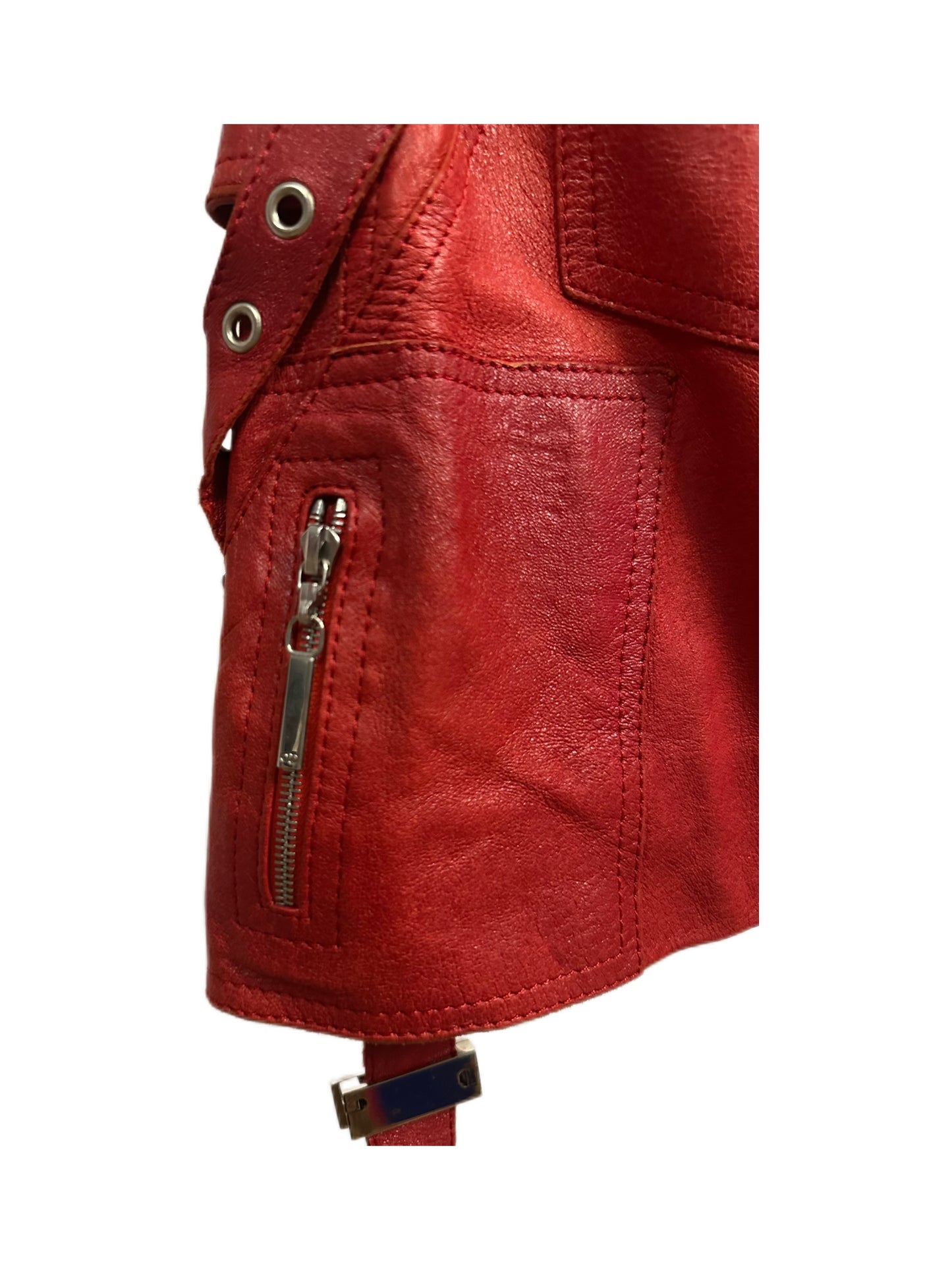 Christian Dior by John Galliano Y2K Punk Red Leather Bandage Skirt