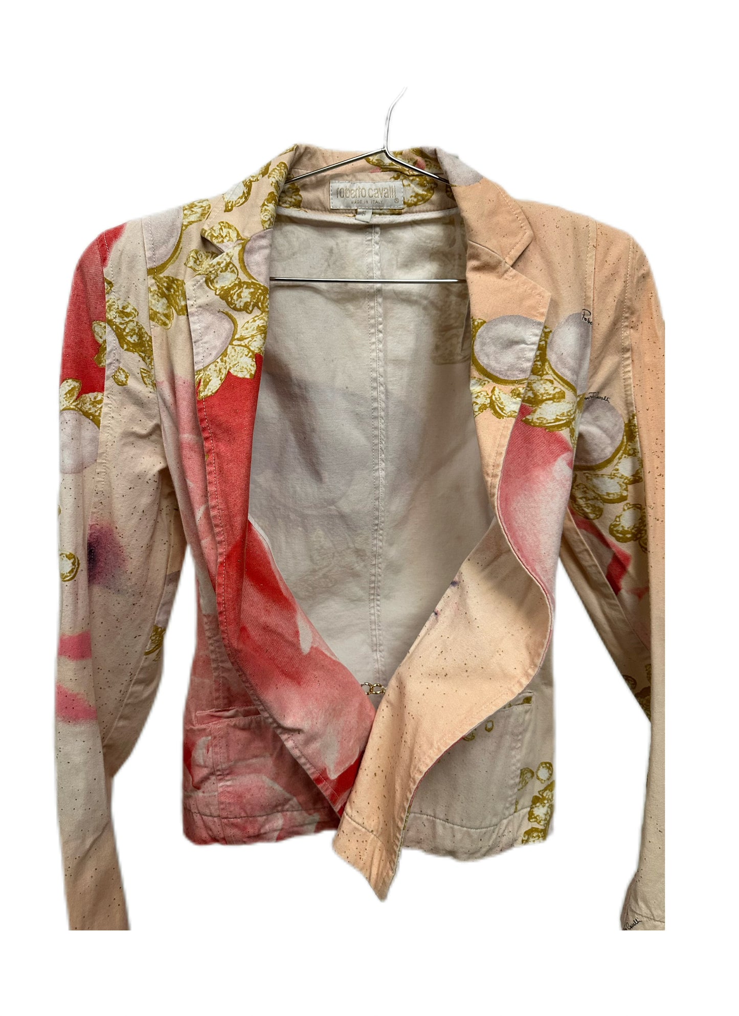 Roberto Cavalli SS2001 Runway Face Print Pink Jacket