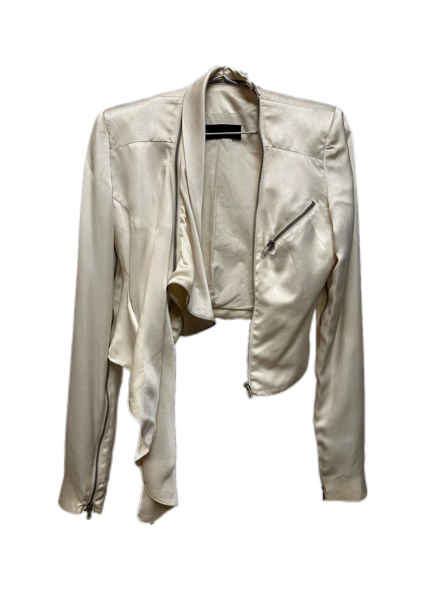 Haider Ackermann White Satin Asymetrical Tailored Jacket