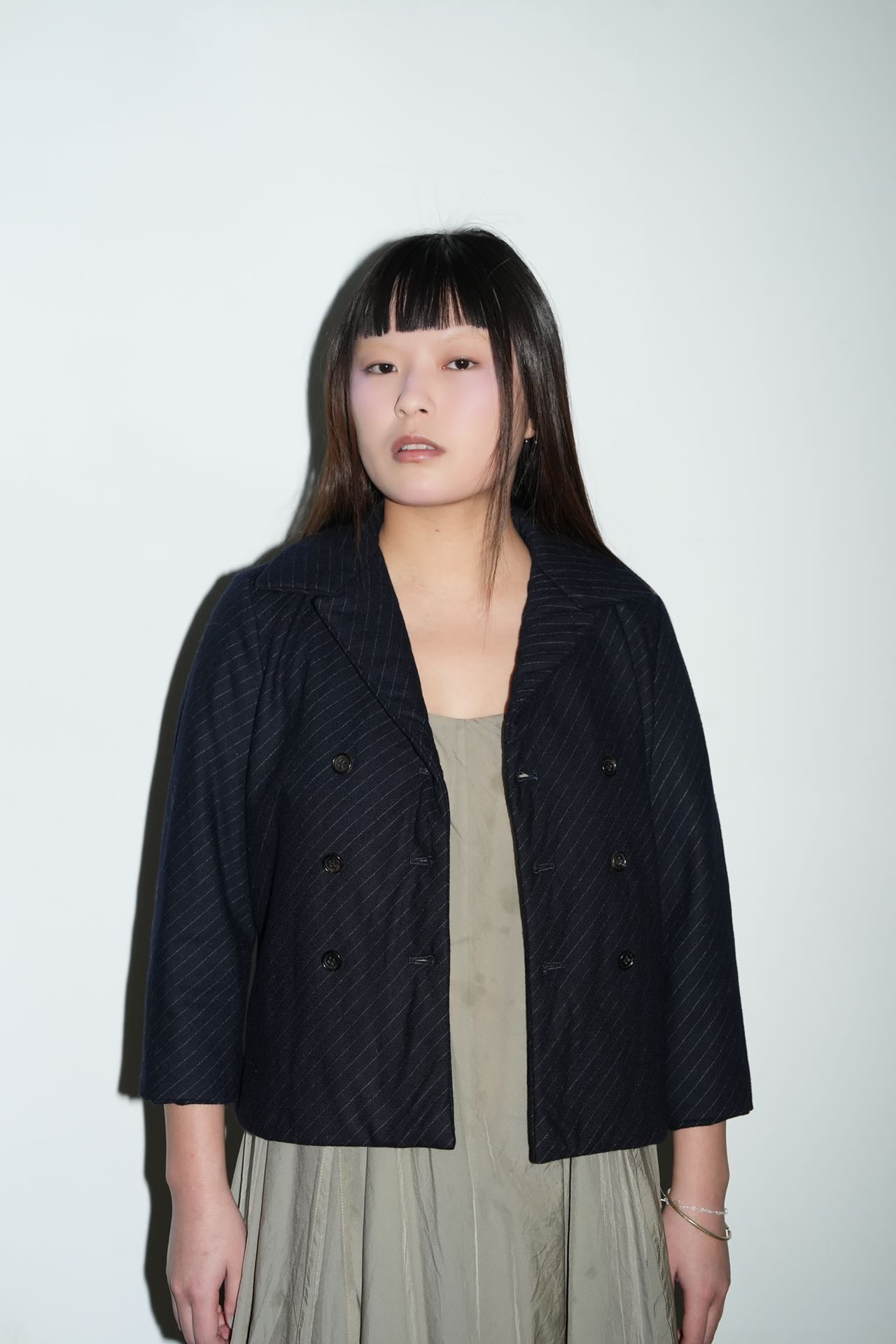 Comme Des Garcons Pedded Cotton Navy Stripes Jacket