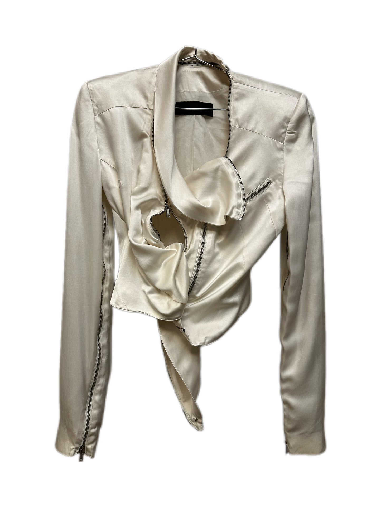 Haider Ackermann White Satin Asymetrical Tailored Jacket