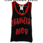 Christian Dior by John Galliano Y2K 2002 Red and Black Gothic Punk Letters Runway Tank Top