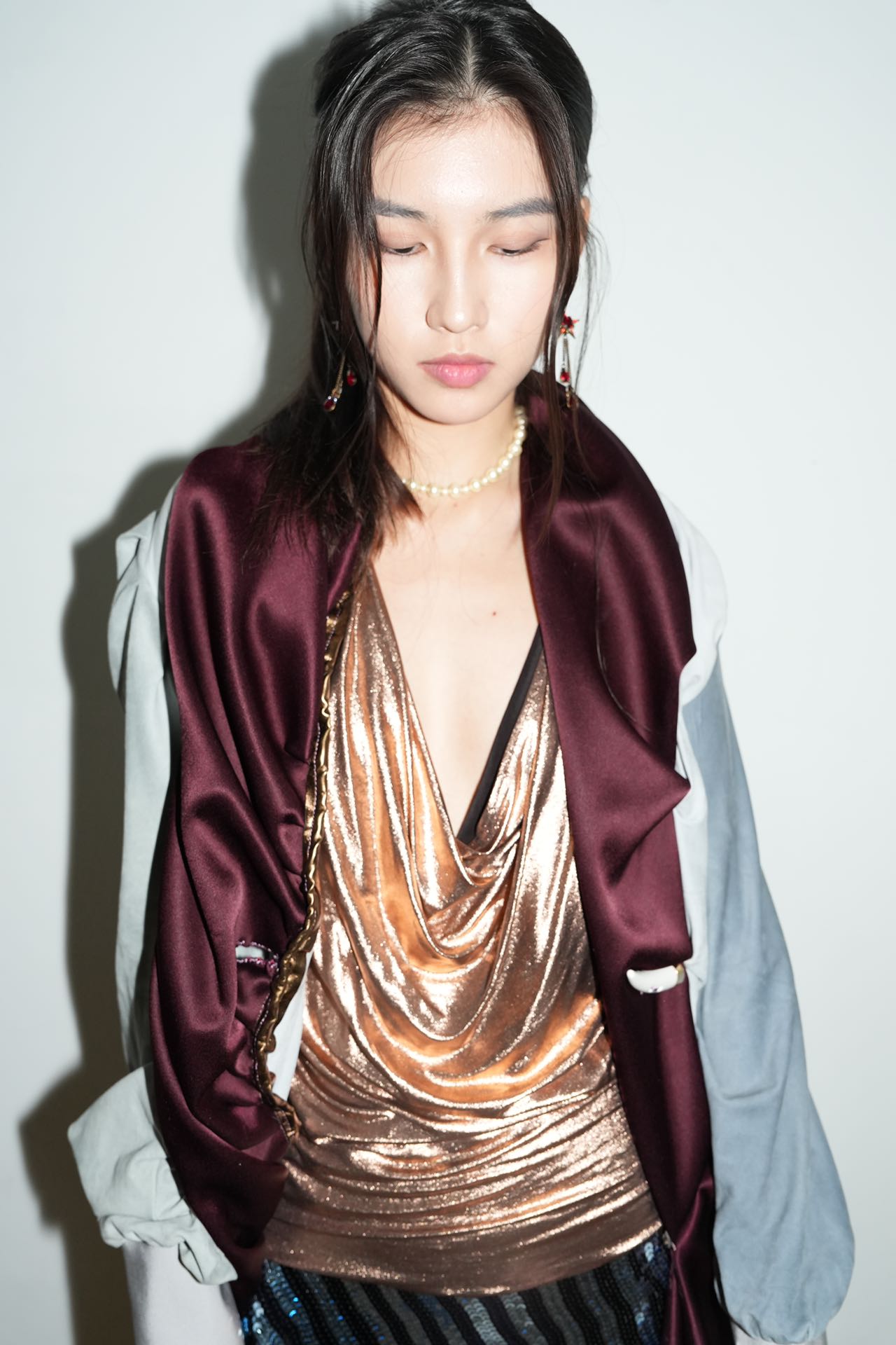 PE99Y YAN9 Metallic Bronze Silk Draping Jersey Tank Top