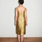 Prada Gold Pettern Luxury Textile Elegant A-Line Dress