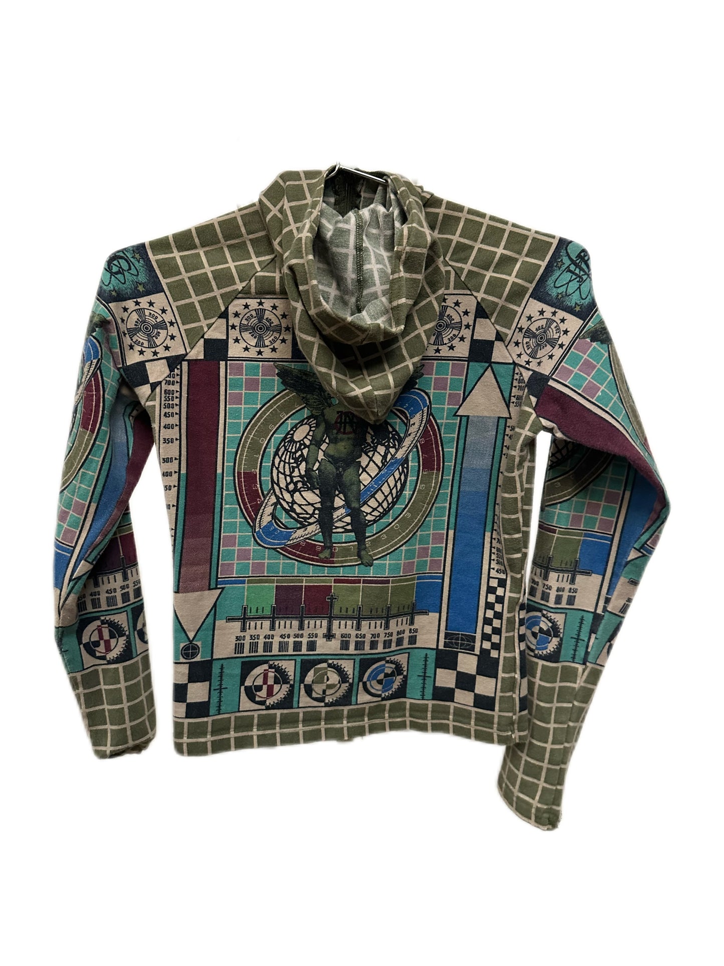 Jean Paul Gaultier Y2K Iconic 90s Television Print Runway Cotton Jersey Hood Jacket