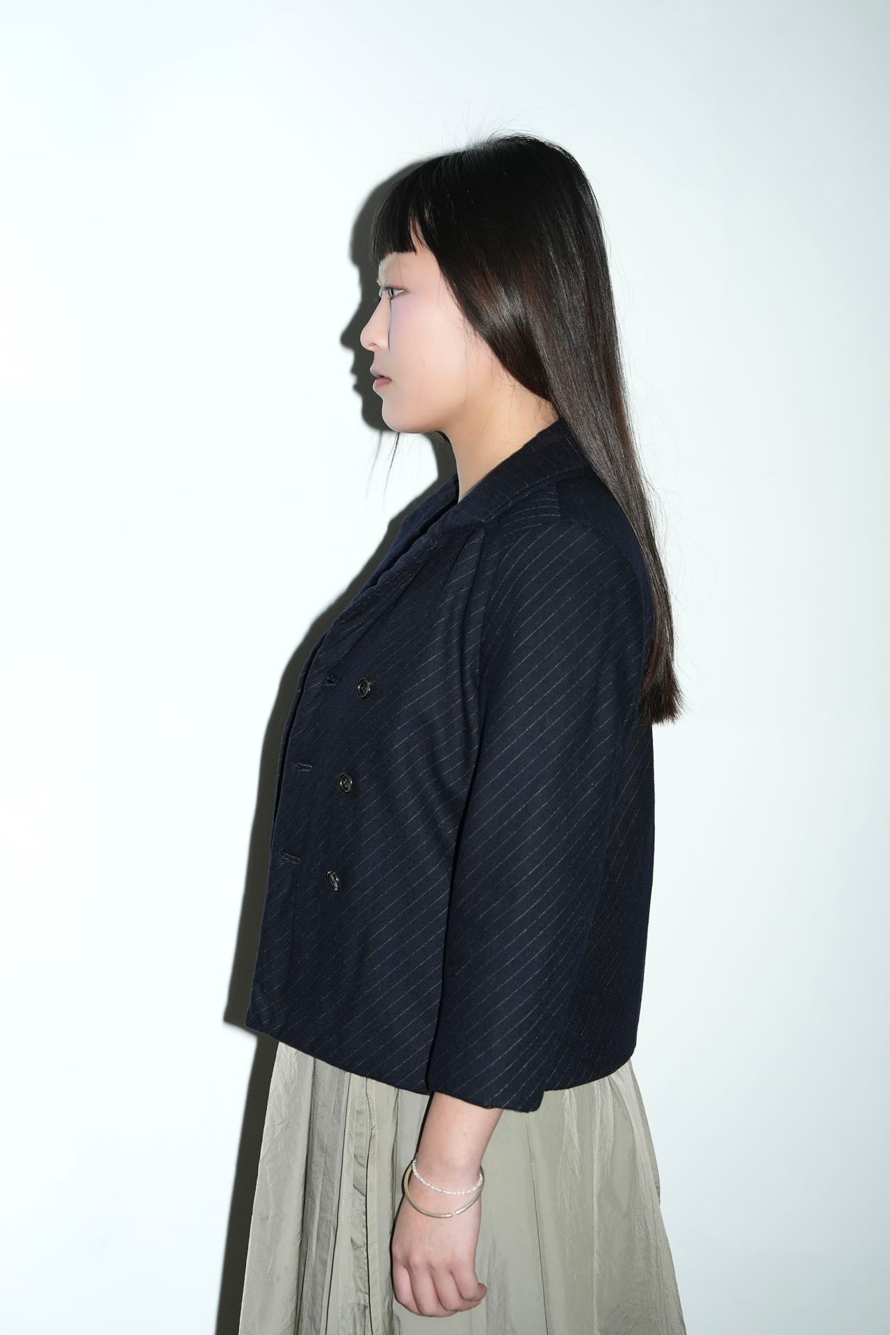 Comme Des Garcons Pedded Cotton Navy Stripes Jacket