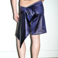 PE99Y YAN9 Asymetrical Silk Jersey Emberlishment Purple Shorts