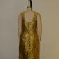 Prada Gold Pettern Luxury Textile Elegant A-Line Dress