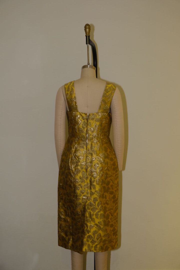 Prada Gold Pettern Luxury Textile Elegant A-Line Dress