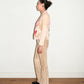 Christian Dior by John Galliano Runway Punk Bandage Gold Logo Plate Beige Suede Flare Trouser