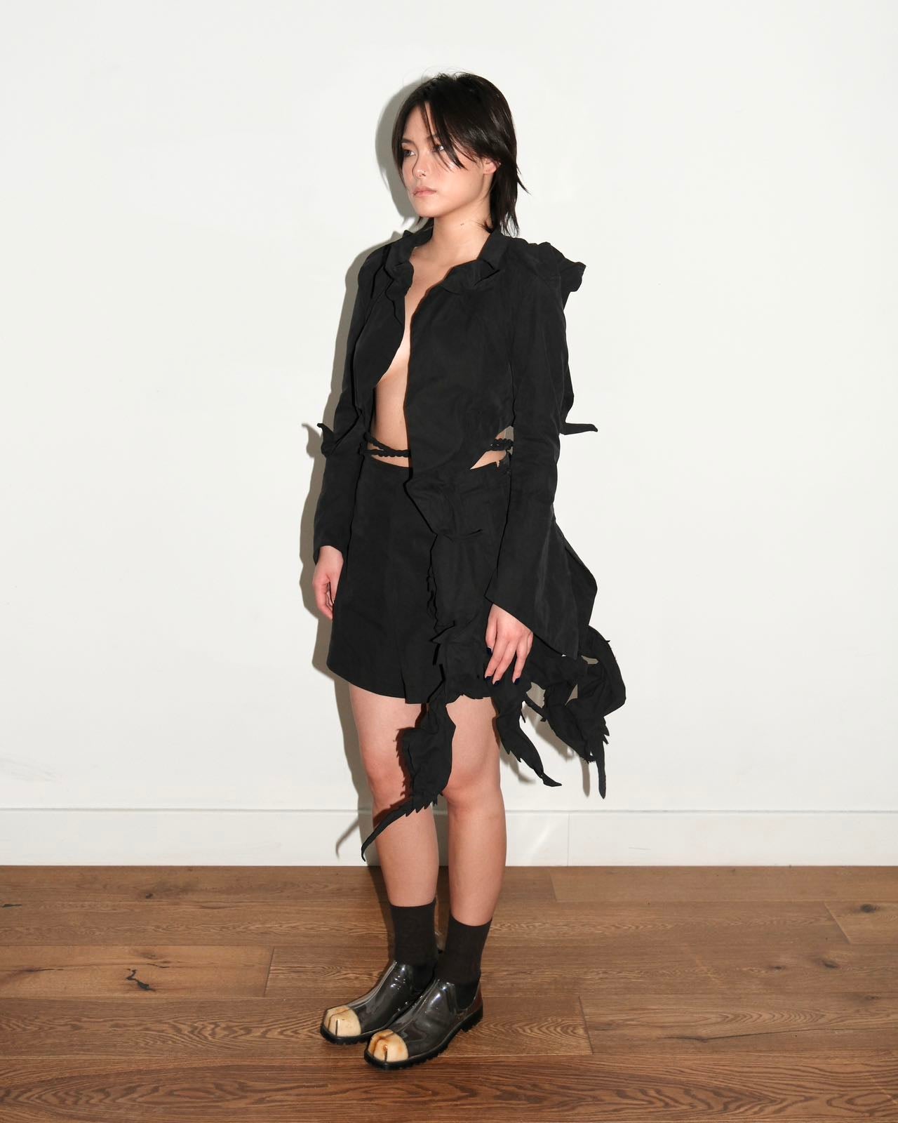 Yohji Yamamoto Runway Black Sculptural Spike Jacket