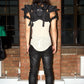 Customized Designer Remake Black Futuristic Motor Armour Shoulder Top