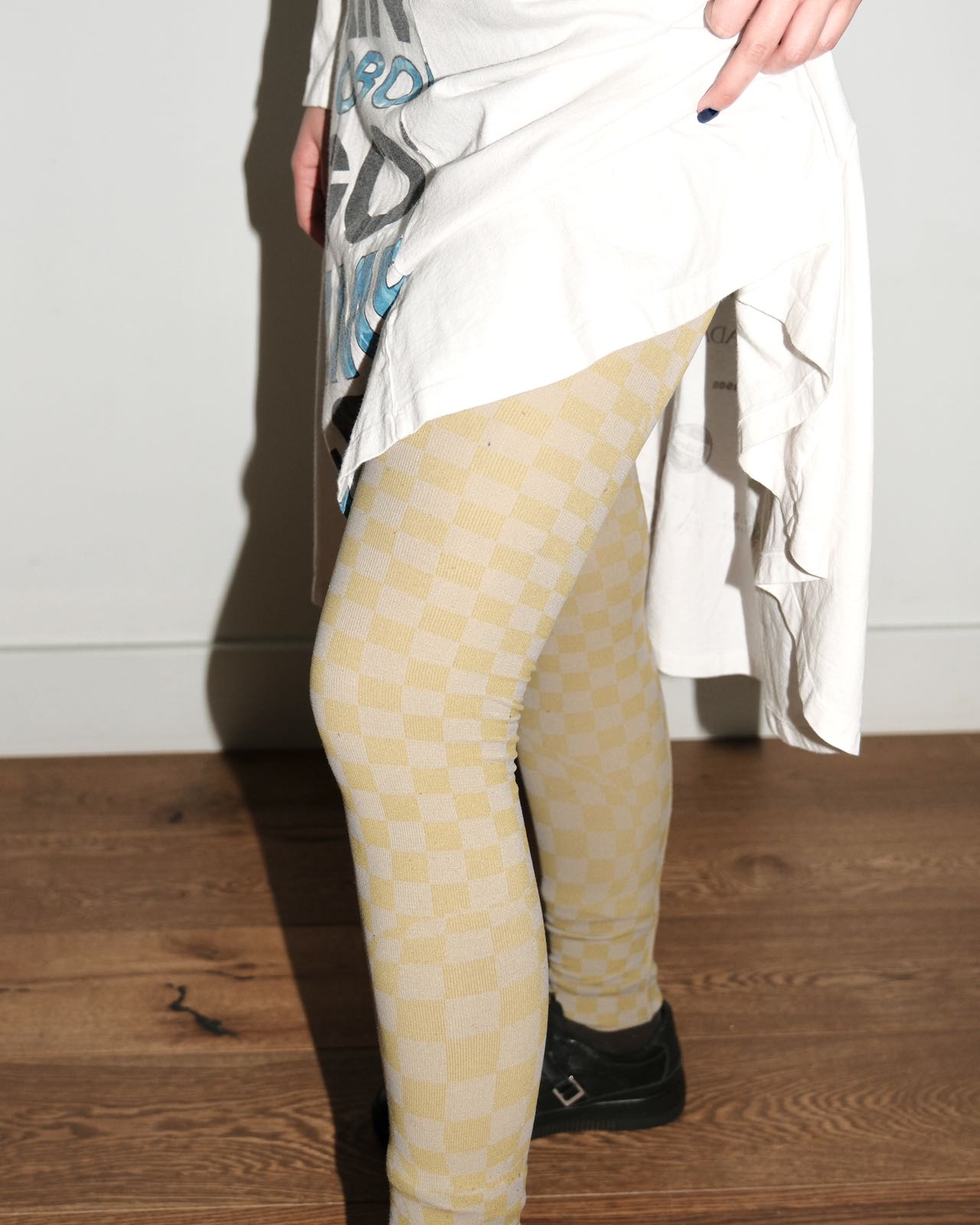 Off-White Yellow and Grey Bubble Check Knitted Leggings