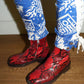 Marni Red Snake Print Leather Ankle Boots