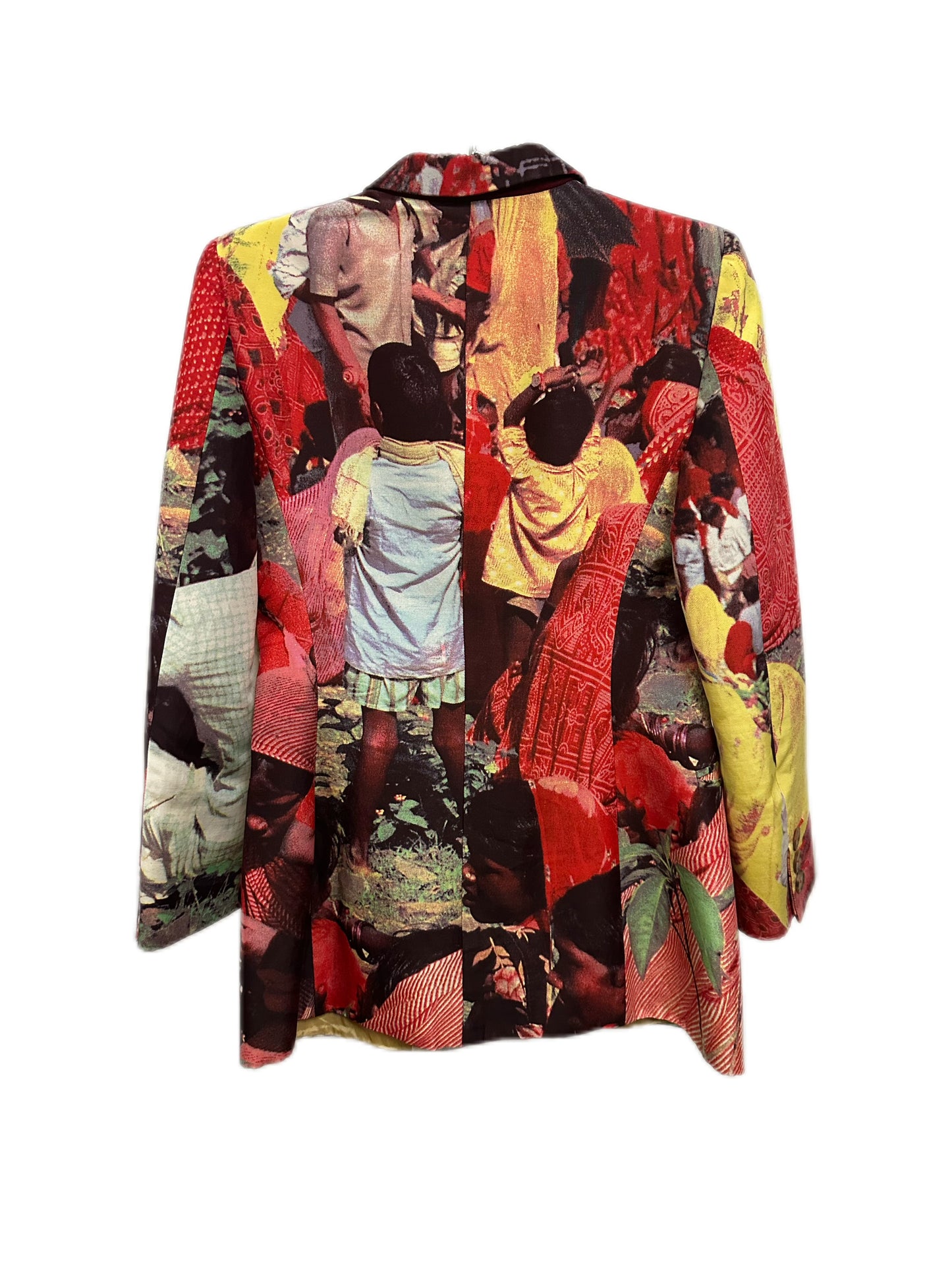 Moschino Couture 90s Runway Colorful Human Print Blazer Jacket