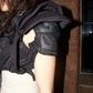 Customized Designer Remake Black Futuristic Motor Armour Shoulder Top