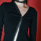 OVER RANGE Black Knitted Silver Zip Top