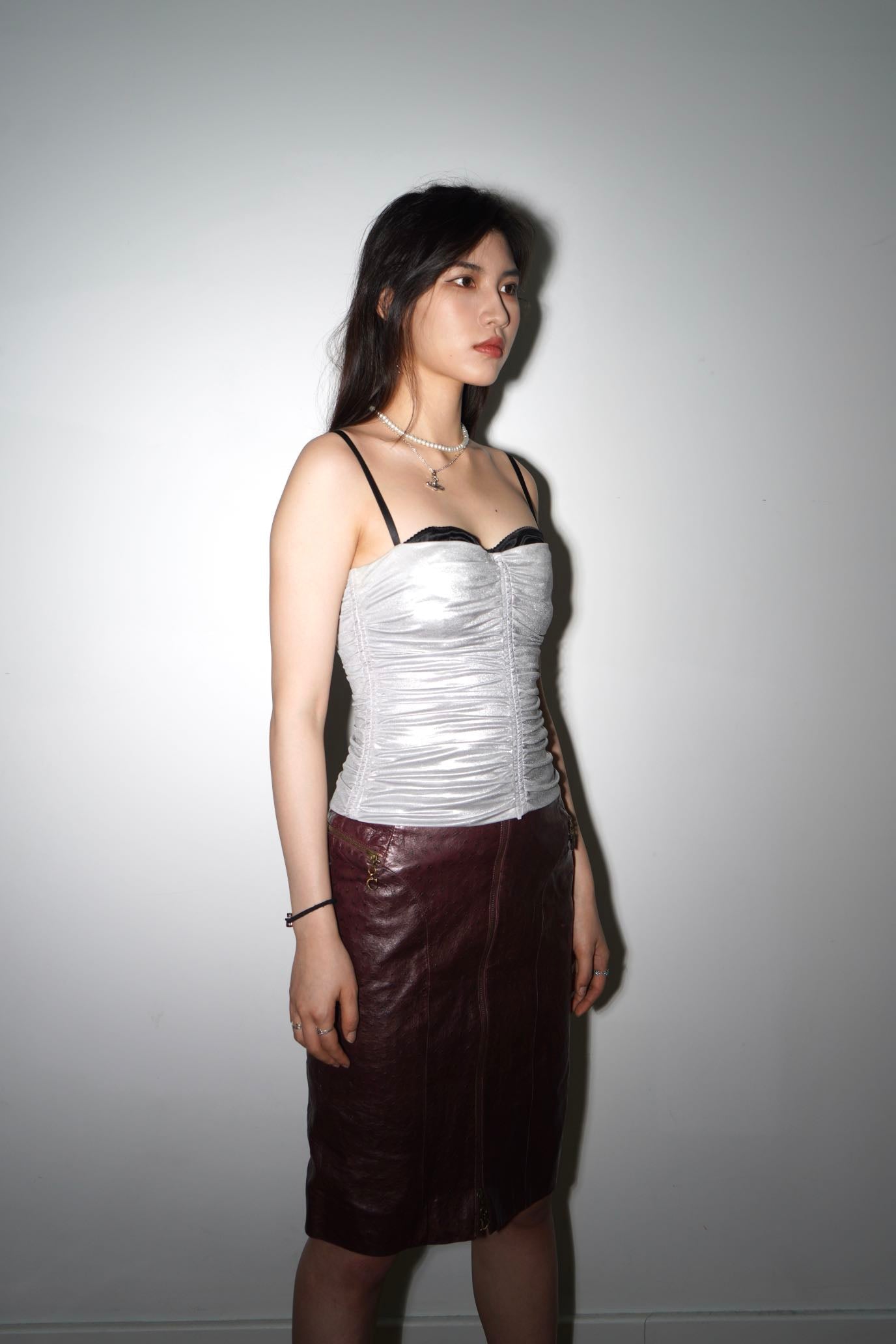 Dolce & Gabanna Y2K Runway Silver Jersey Corset