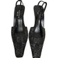 Gucci by Tom Ford SS 1998 Crystals Original Y2K Double G Monogram Black Silk Heel Sandals