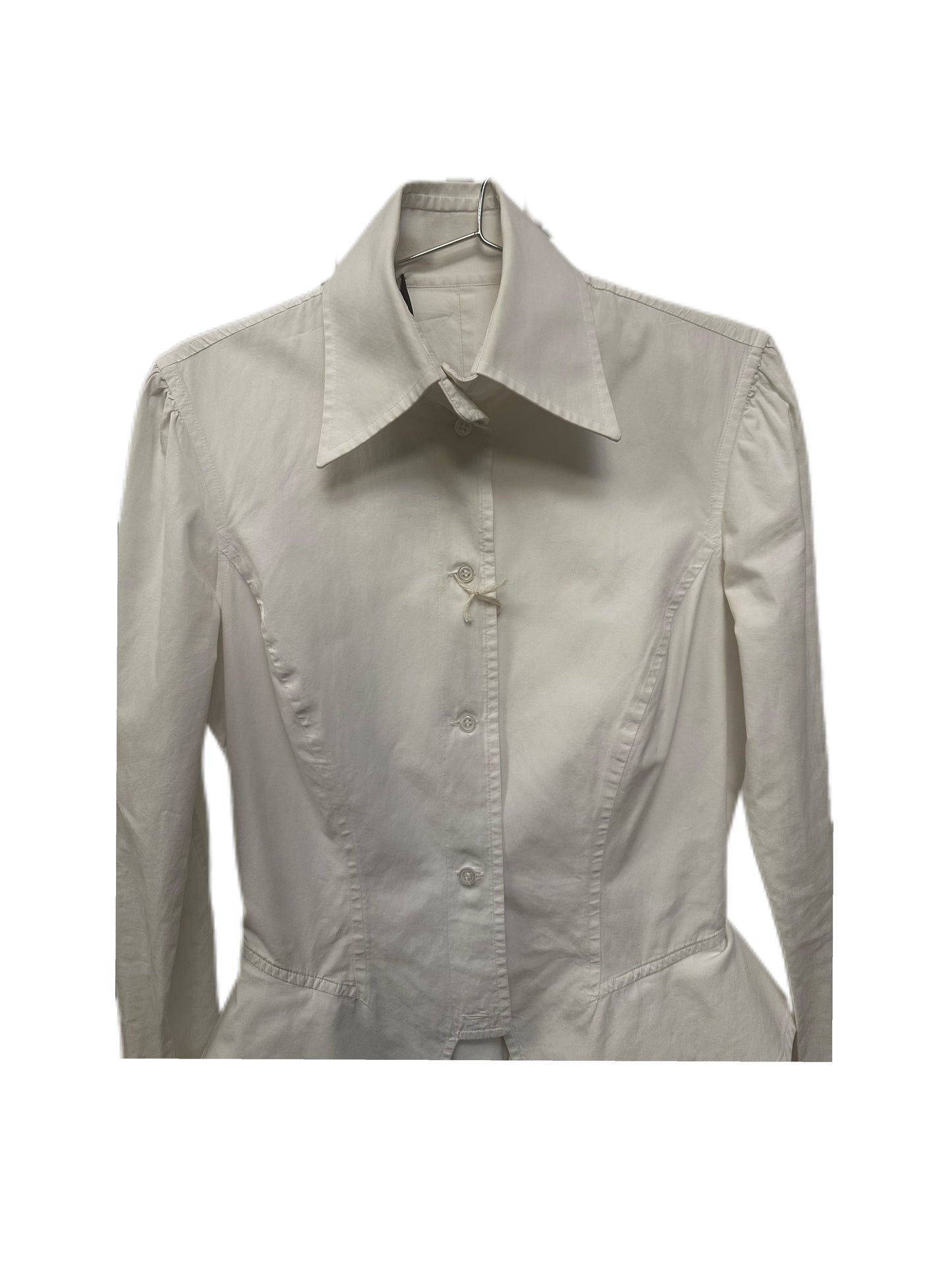 Gianfranco Ferre Vintage White Ballet Ruffles Tailored Blouse