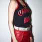 Christian Dior by John Galliano Y2K 2002 Red and Black Gothic Punk Letters Runway Tank Top