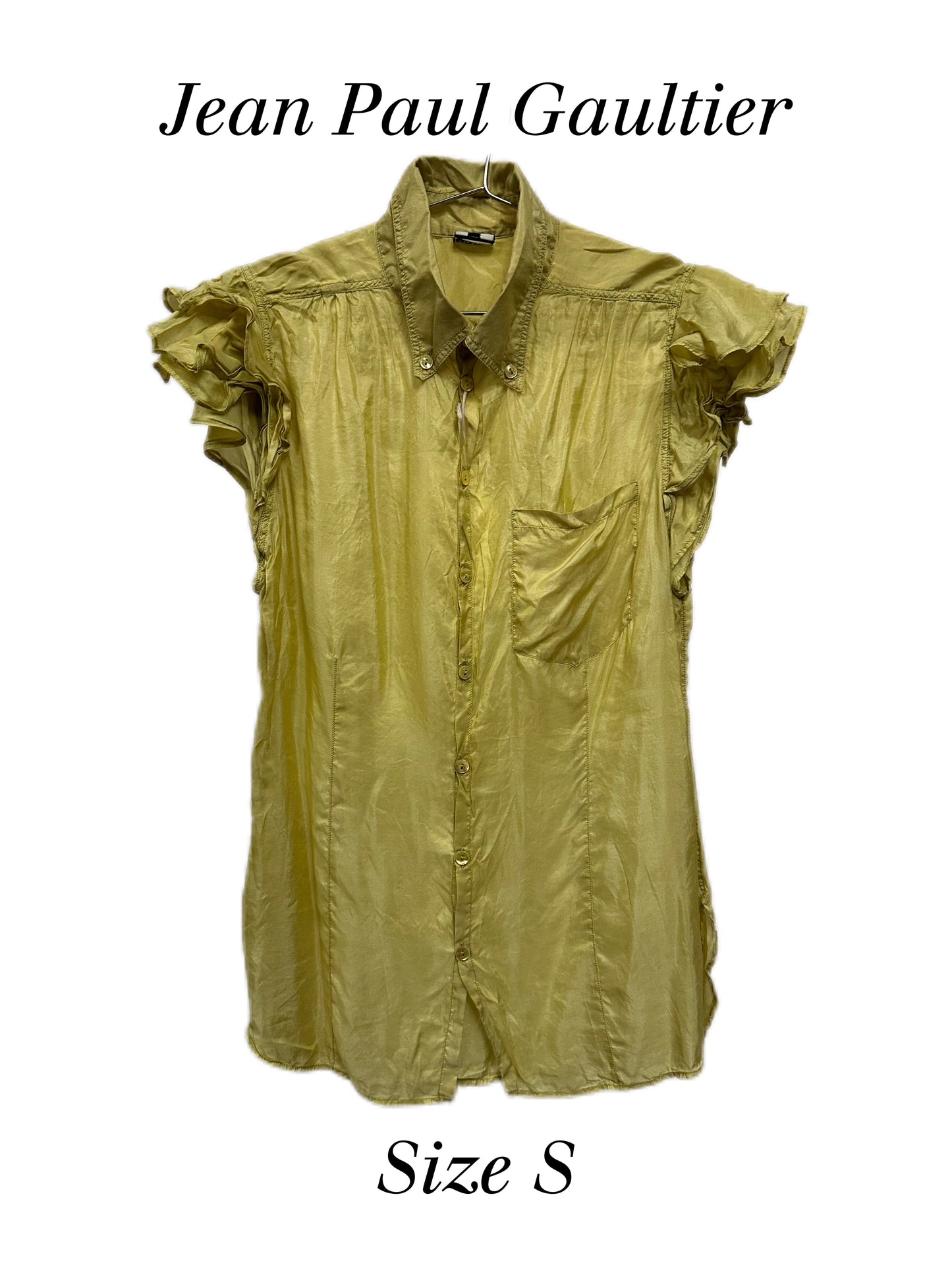 Jean Paul Gaultier Green Ruffles Short Sleeve Blouse