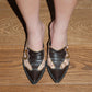 Miu Miu Y2K SS2000 Runway Sporty Snake Print Leather Number "3" Pointy Mules