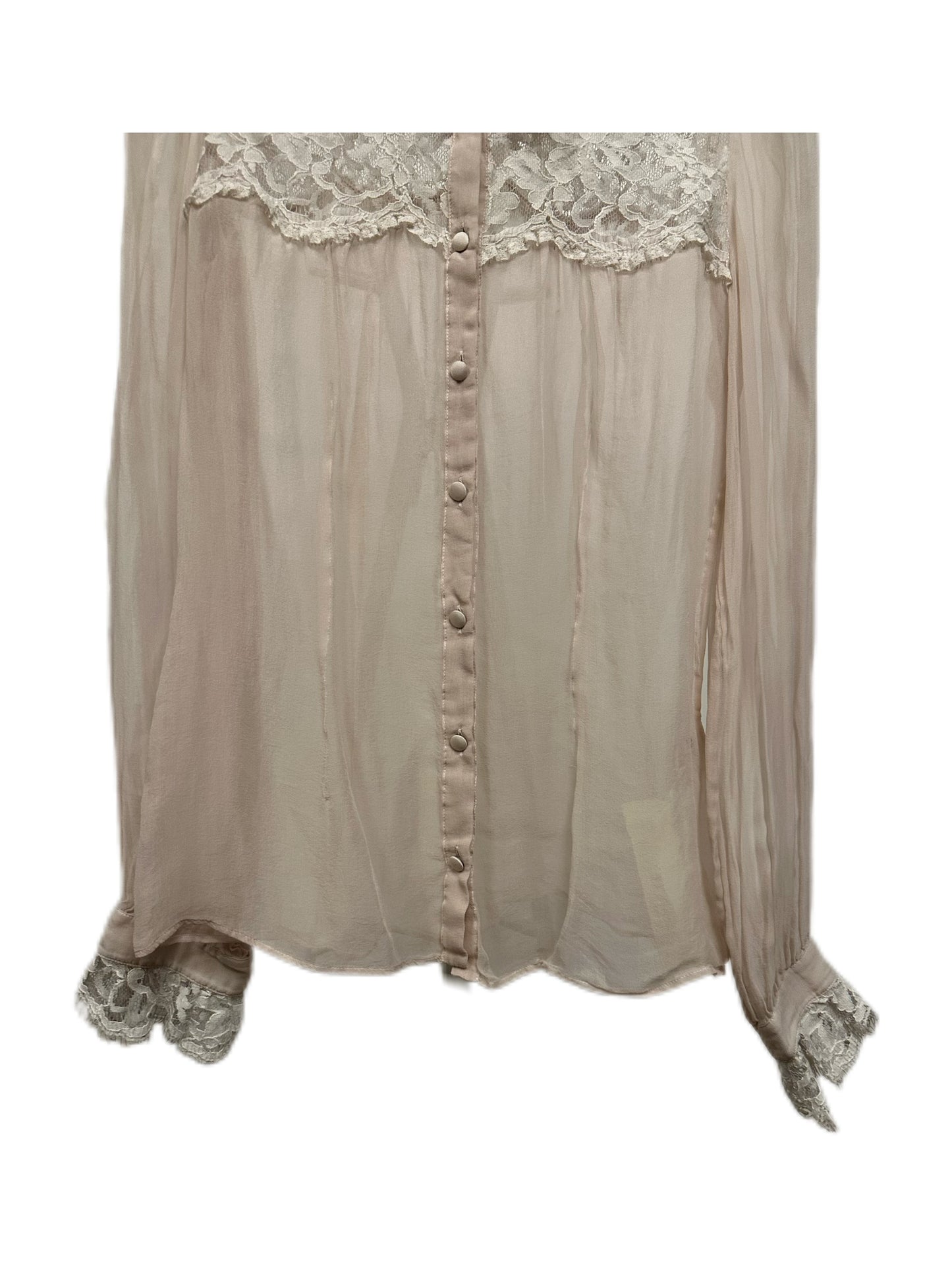 Dolce & Gabanna White Silk See-Through Lace Blouse