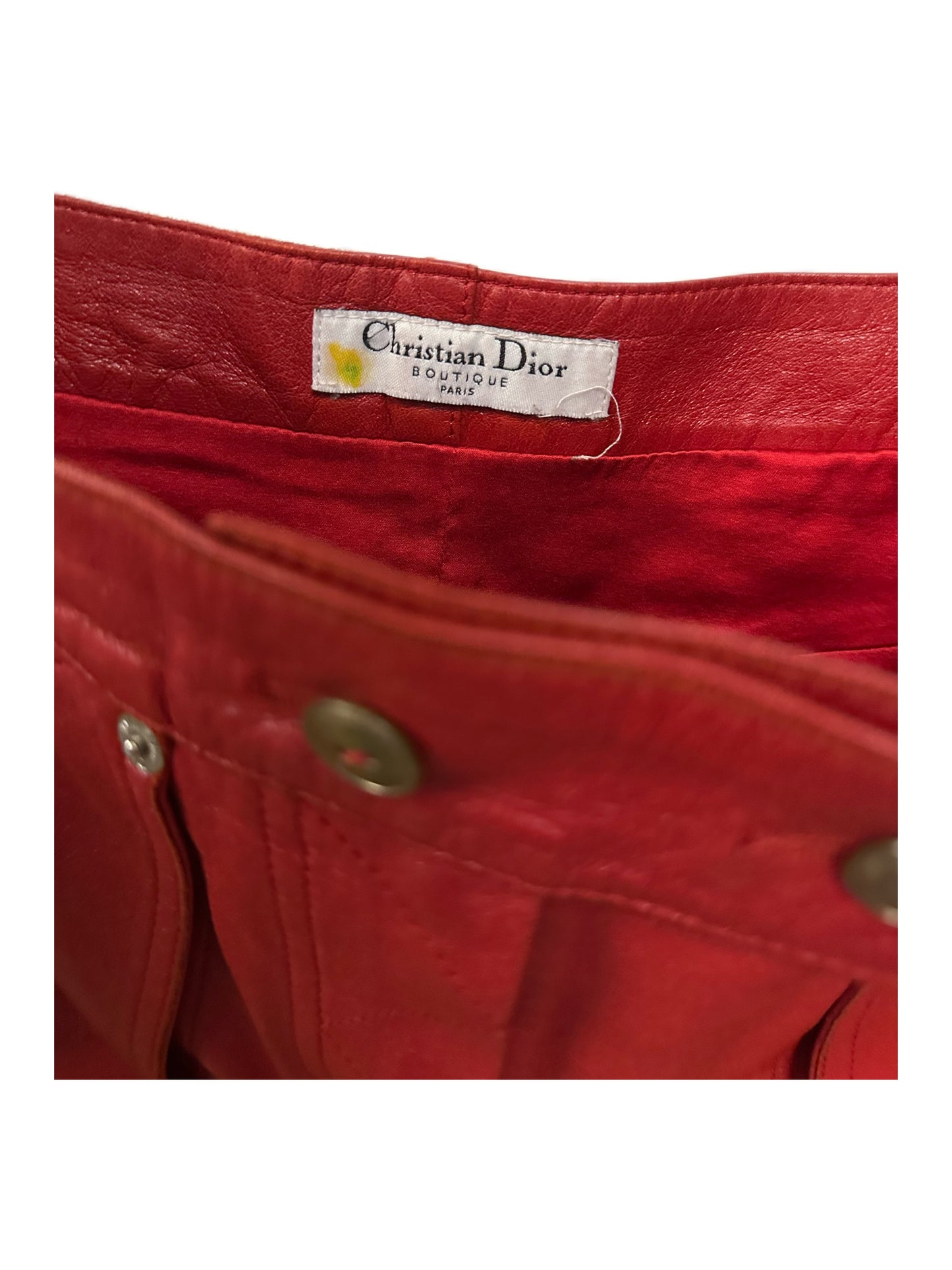 Christian Dior by John Galliano Y2K Punk Red Leather Bandage Skirt