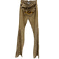 Christian Dior by John Galliano Runway Punk Bandage Gold Logo Plate Beige Suede Flare Trouser