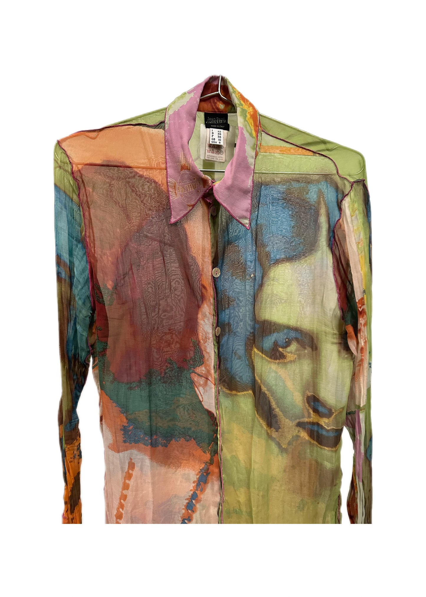 Jean Paul Gaultier Portrait Print Pink and Green Shirt