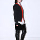 Comme Des Garcons Red and Black Asymmetrical Cardigan