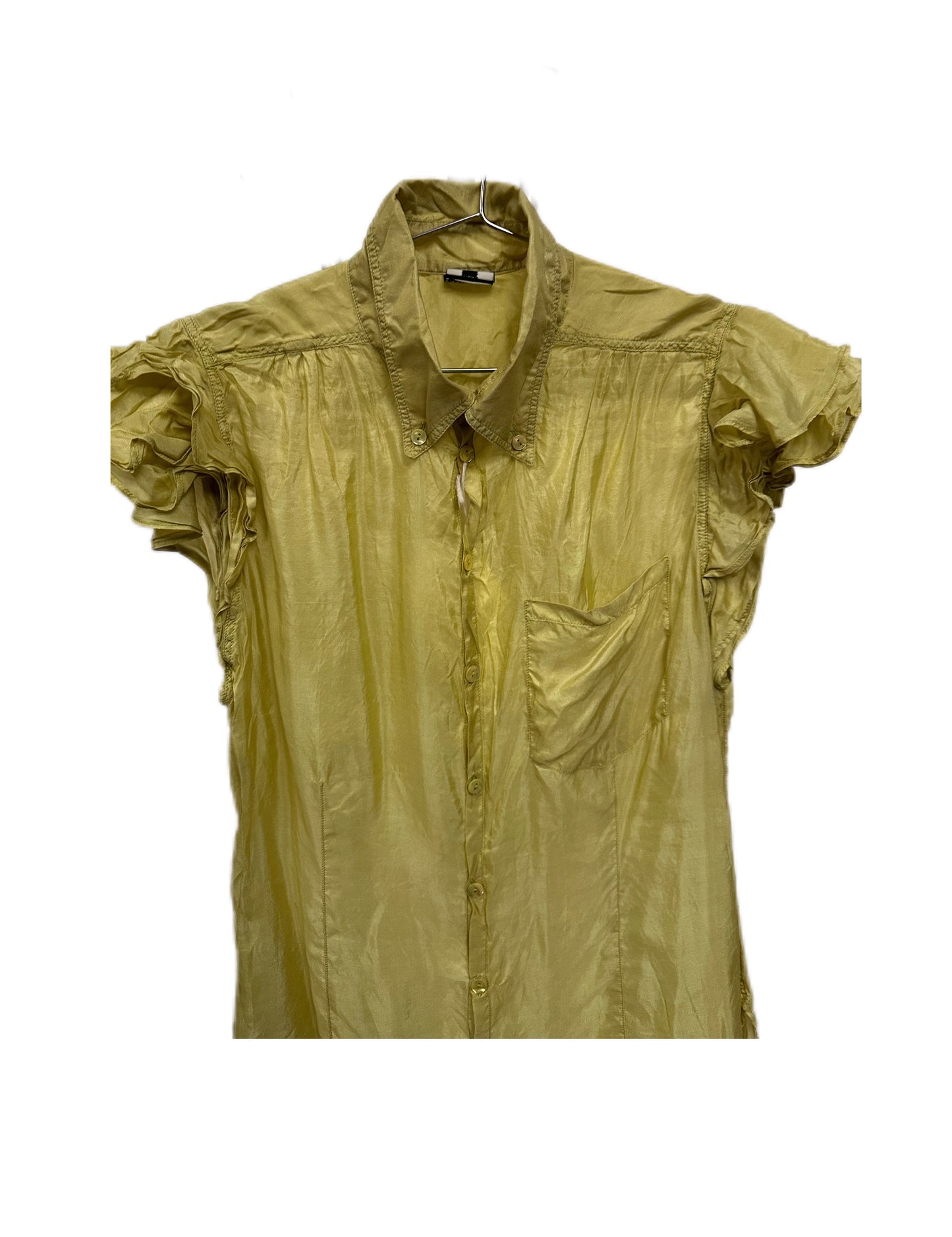 Jean Paul Gaultier Green Ruffles Short Sleeve Blouse