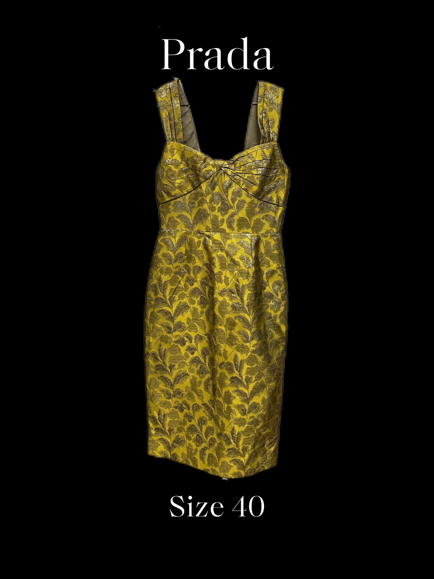 Prada Gold Pettern Luxury Textile Elegant A-Line Dress