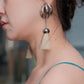 Independent Designer Silver fringe Metal Earrings