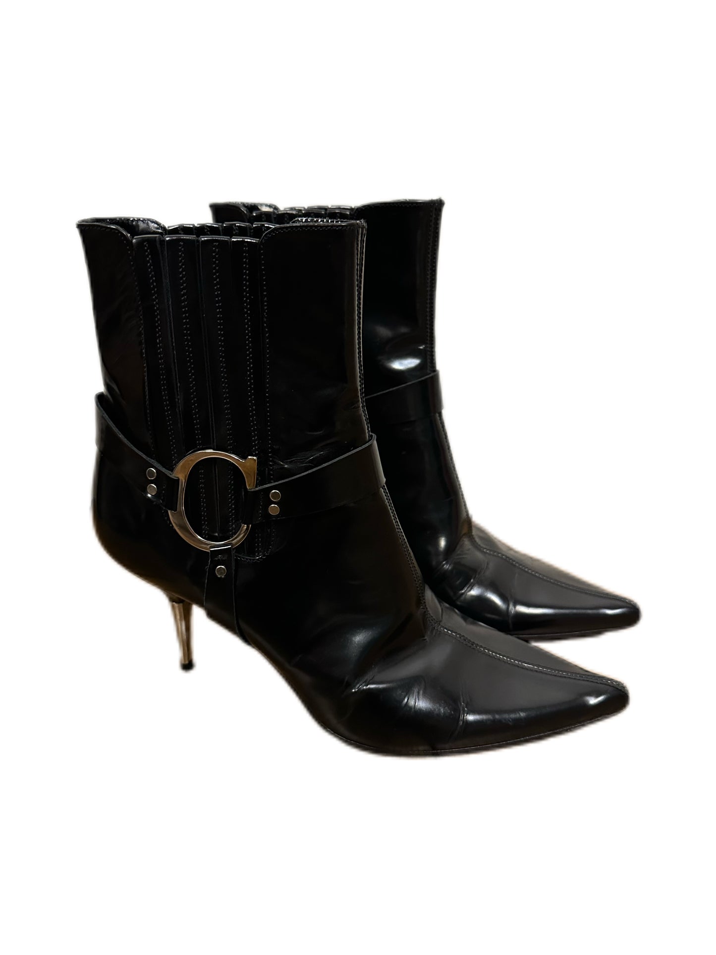 Christian Dior by John Galliano Y2K Runway Punk Black Leather Heel Boots