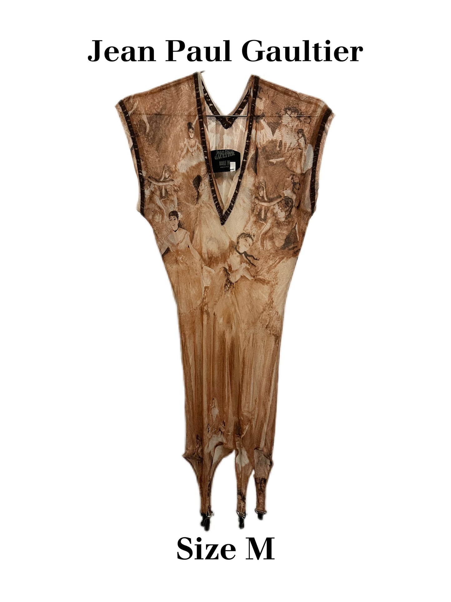 Jean Paul Gaultier Vintage Ballerina Print Mesh Tank Top Dress