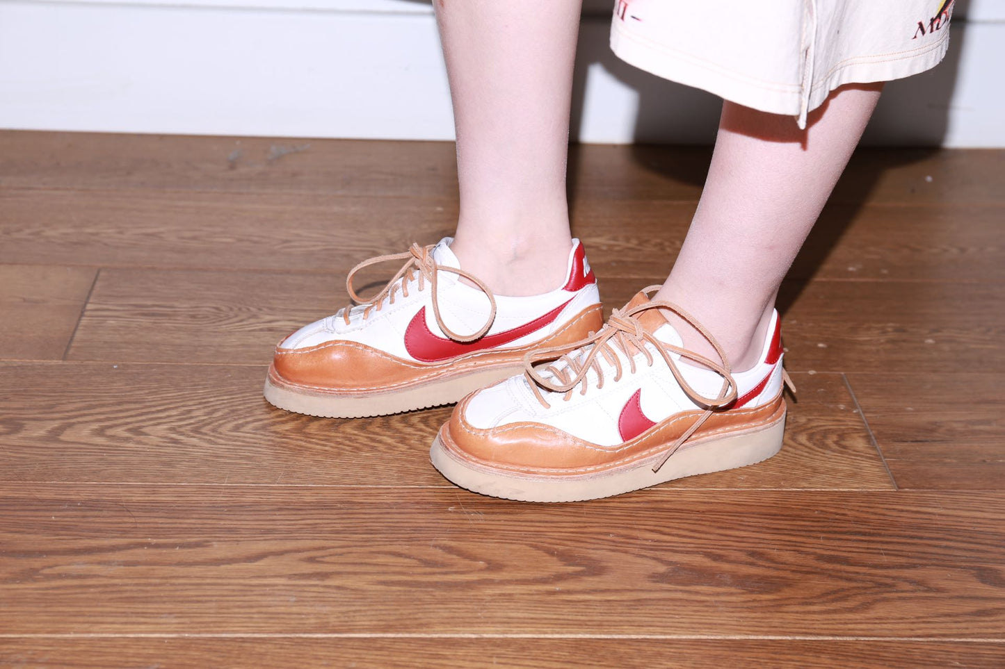 Peterson Stoop X Nike Cortez White and Red Leather Sneakers