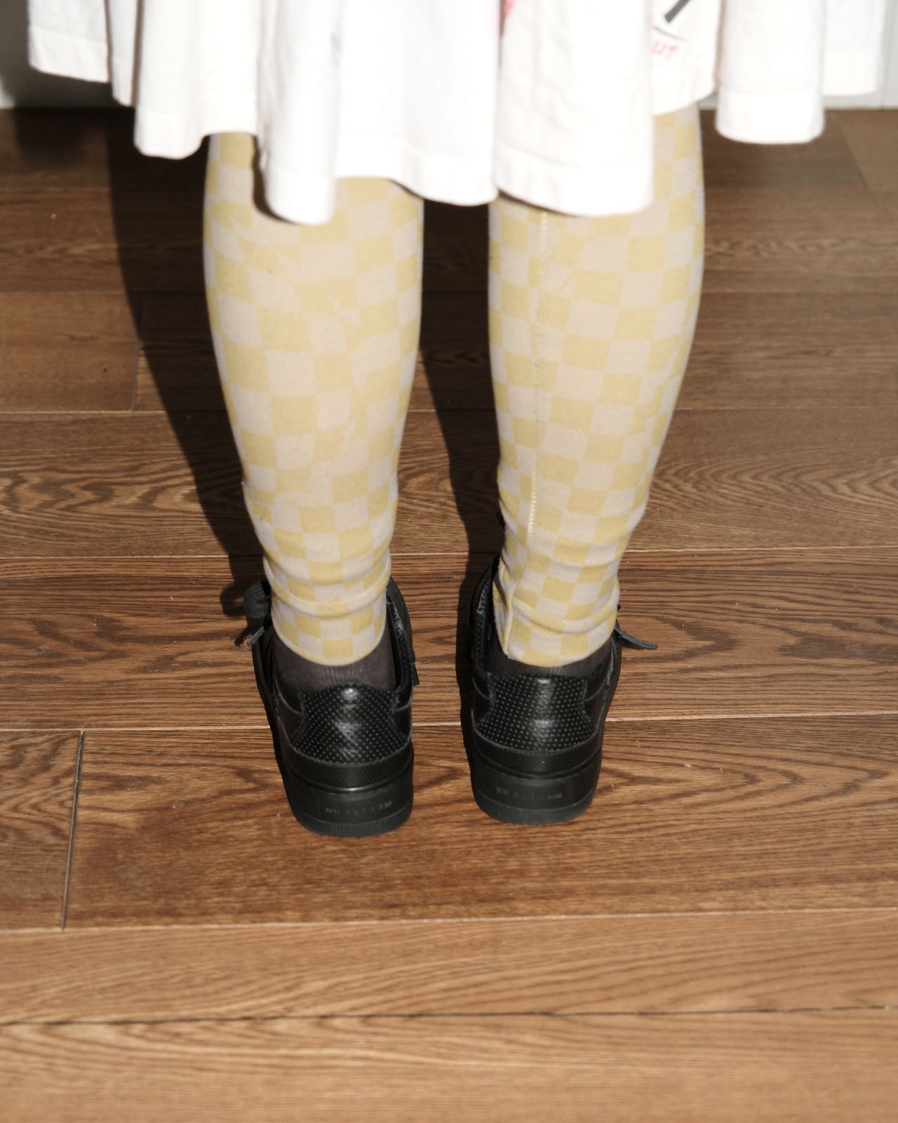 Off-White Yellow and Grey Bubble Check Knitted Leggings